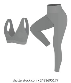 Fitness outfit, top and leggings. vector