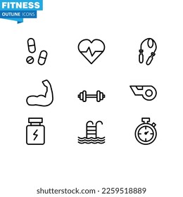 Fitness Outline Set Icon on a white background