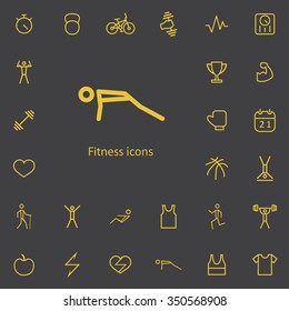 fitness outline, thin, flat, digital icon set for web and mobile