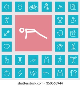 fitness outline, thin, flat, digital icon set for web and mobile
