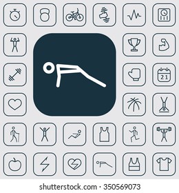 fitness outline, thin, flat, digital icon set for web and mobile