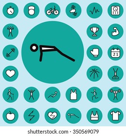 fitness outline, thin, flat, digital icon set for web and mobile