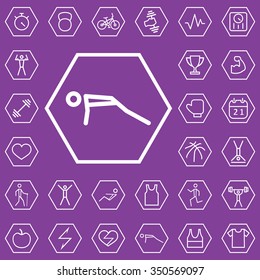 fitness outline, thin, flat, digital icon set for web and mobile