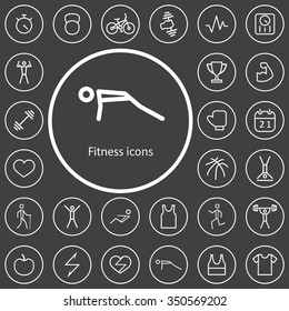 fitness outline, thin, flat, digital icon set for web and mobile