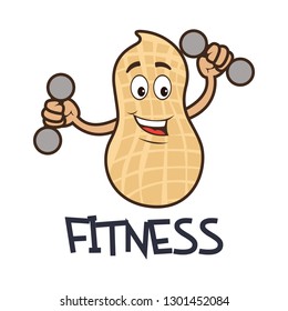 fitness peanut cartoon character. vector illustration