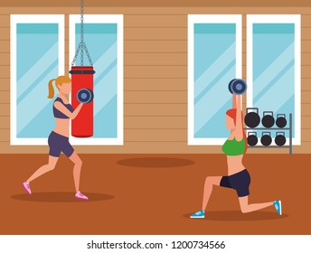 Fitness people and gym