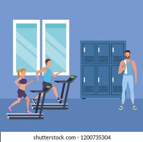 Fitness people and gym