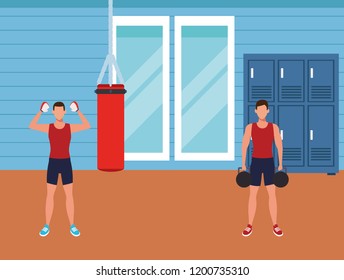 Fitness people and gym