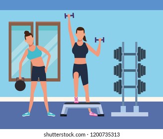 Fitness people and gym