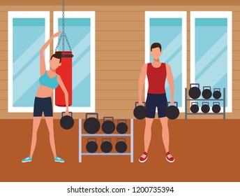 Fitness people and gym