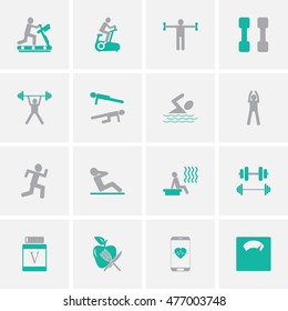 fitness people icons set