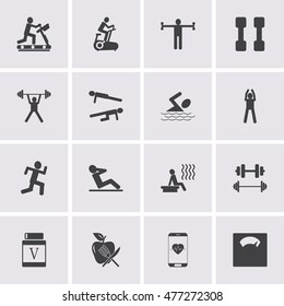 fitness people icons set