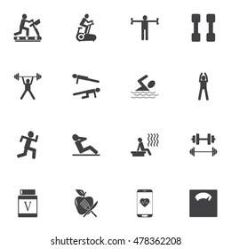 fitness people icons set
