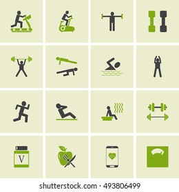 fitness people icons set