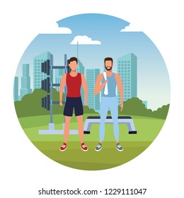Fitness people at park
