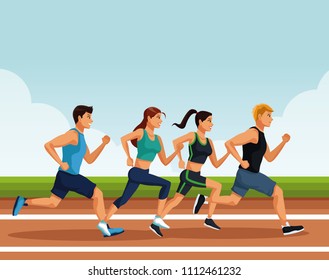 Fitness people running