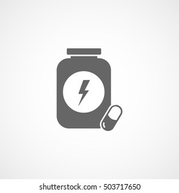 Fitness Pills Flat Icon On White Background