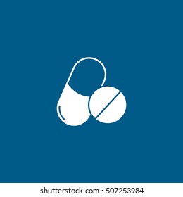 Fitness Pills Flat Icon On Blue Background