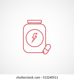 Fitness Pills Red Line Icon On White Background