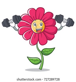 Fitness pink flower character cartoon