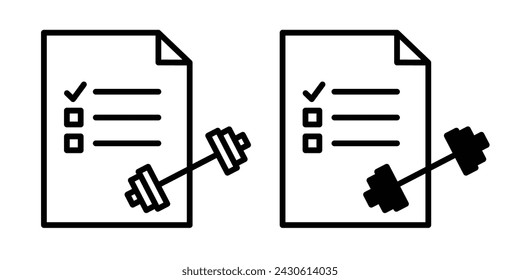 Fitness plan icon in filled and outlined style on white background