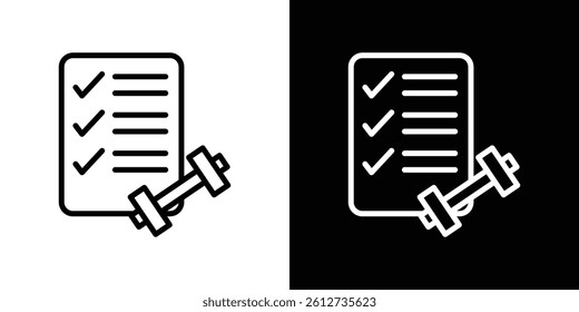 Fitness plan icon set. Black illustration isolated for graphic and web design