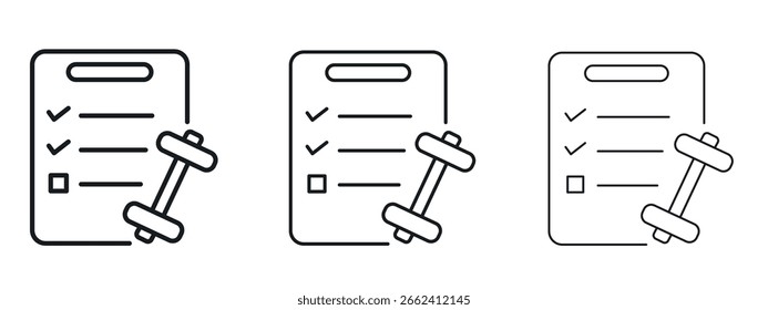 Fitnessplan Symbol einfache Liniengestaltung - Einfache Vektorgrafik