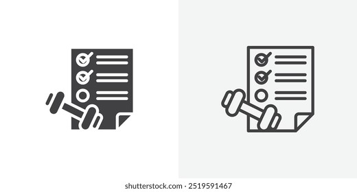Fitness plan icon. solid filled and stroke thin line style eps 10