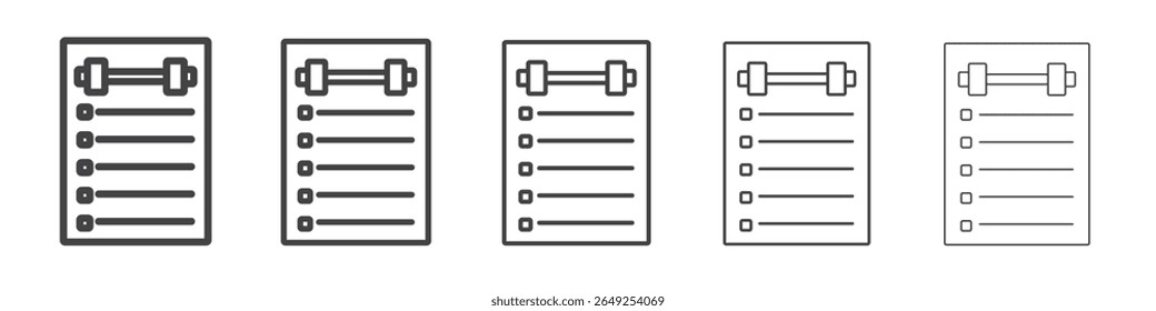 Fitness plan icon vector outline set illustration sign