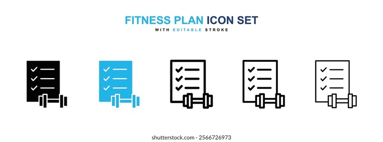 Fitness plan icons vector collection pack.