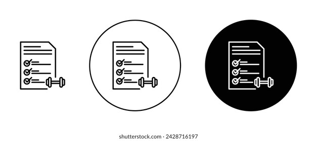 Fitness Plan Vector Illustration Set. Health Blueprint Sign Suitable for Apps and Websites UI Design.