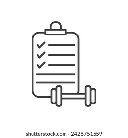 Fitness Plan Vector Line Icon Illustration.