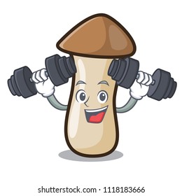 Fitness pleurotus erynggi mushroom character cartoon