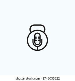 fitness podcast logo design vector illustration on white background