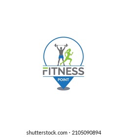 fitness  point center ,gym logo design template.