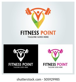 Fitness point logo design template ,Gym Point logo design concept ,Vector illustration