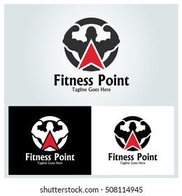 Fitness Point logo design template ,Gym point logo design concept ,Vector illustration