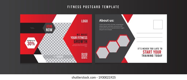 Fitness Post Card Design Template, Sports Postcard Template, Vector Template, Professional Business Postcard Design, Event Card Design, Invitation Design, Direct Mail EDDM Template.