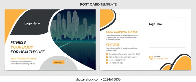 Fitness postcard vector template design