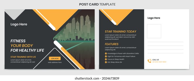 Fitness postcard vector template design