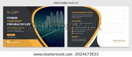 Fitness postcard vector template design
