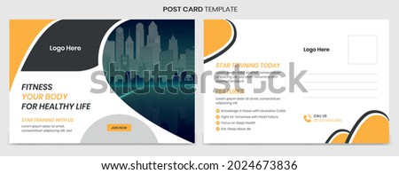 Fitness postcard vector template design