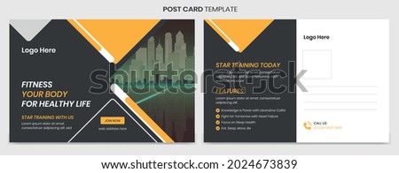 Fitness postcard vector template design