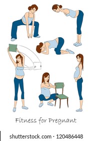 Fitness for pregnant, isolated exercises set