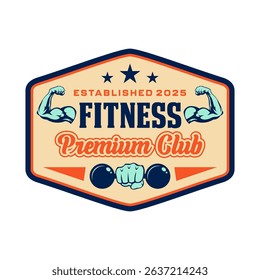 Fitness premium club logo emblem vector design