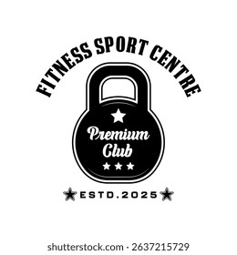 Fitness premium club logo emblem vector design black and white