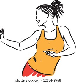 fitness pretty woman dancing vector illustration