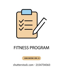 fitness program icons symbol vector elements for infographic web