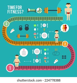 fitness program infographics vector