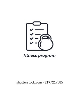 fitness program line icon. linear style sign for mobile concept and web design. Outline vector icon. Symbol, logo illustration. Vector graphics